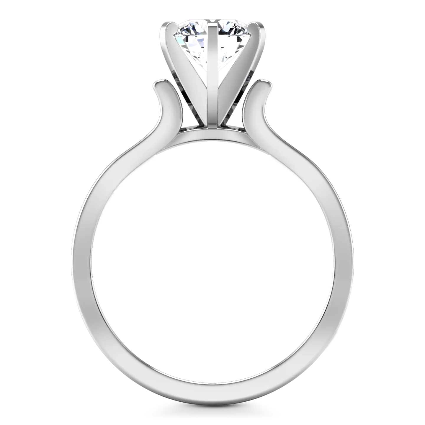 Solitaire Engagement Ring Curved Shoulder 14K White Gold