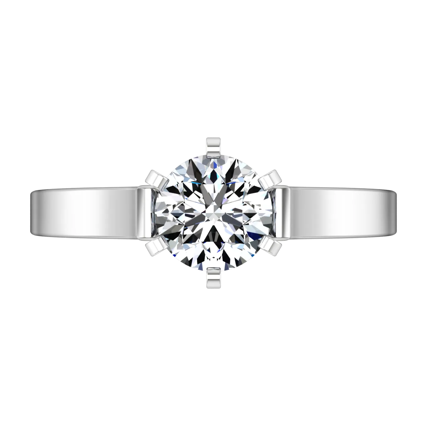 Solitaire Engagement Ring Curved Shoulder 14K White Gold