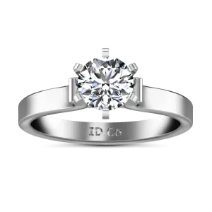 Solitaire Engagement Ring Curved Shoulder 14K White Gold