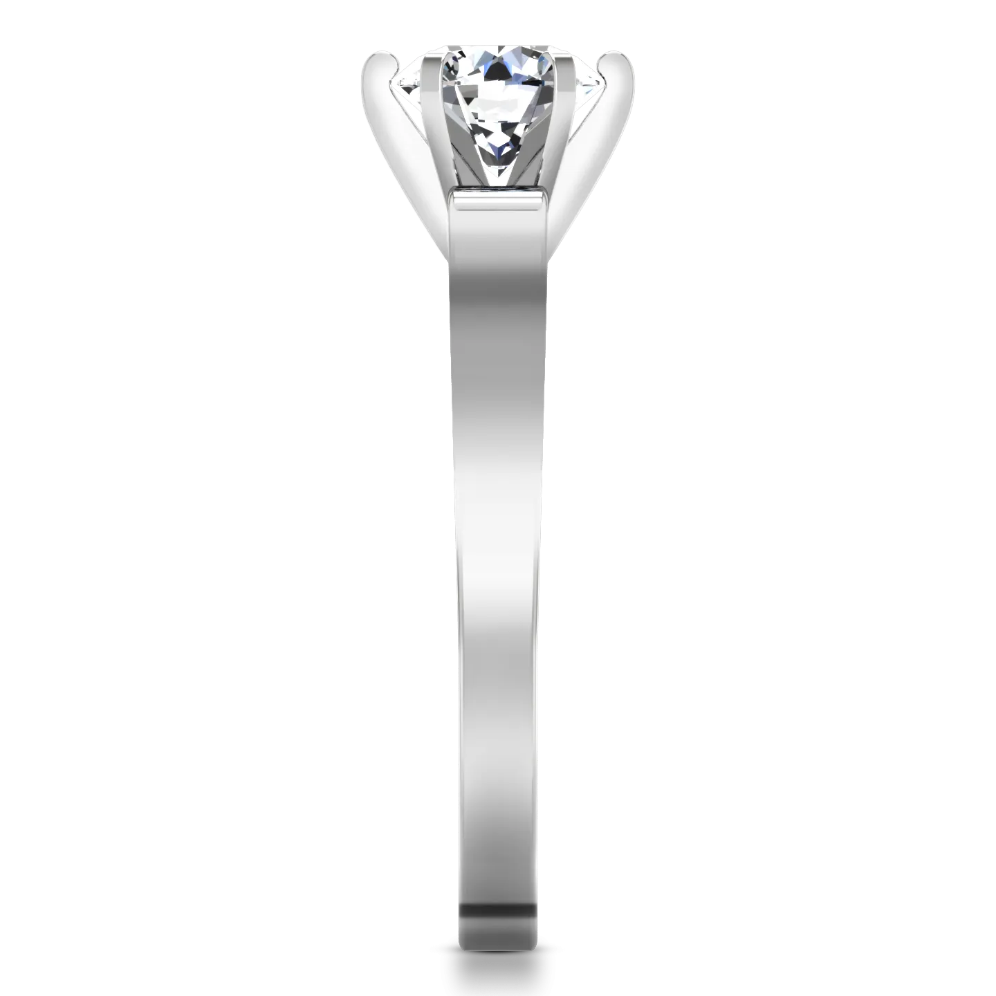 Solitaire Engagement Ring Curved Shoulder 14K White Gold