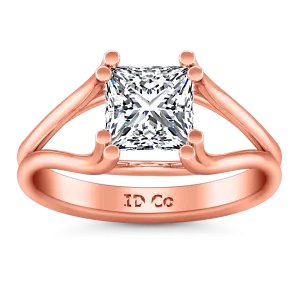 Solitaire Princess Cut Engagement Ring Bella 14K Rose Gold