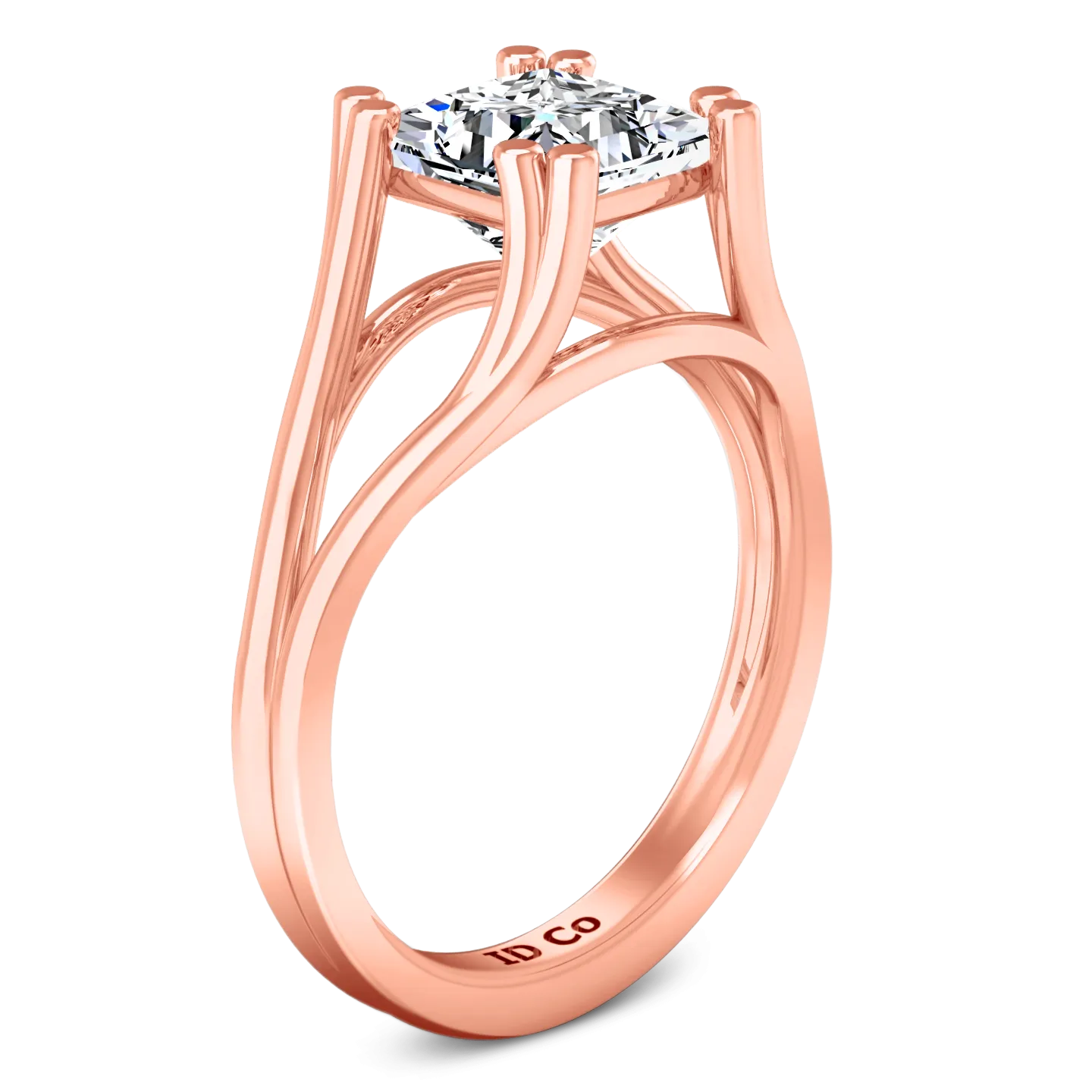 Solitaire Princess Cut Engagement Ring Bella 14K Rose Gold
