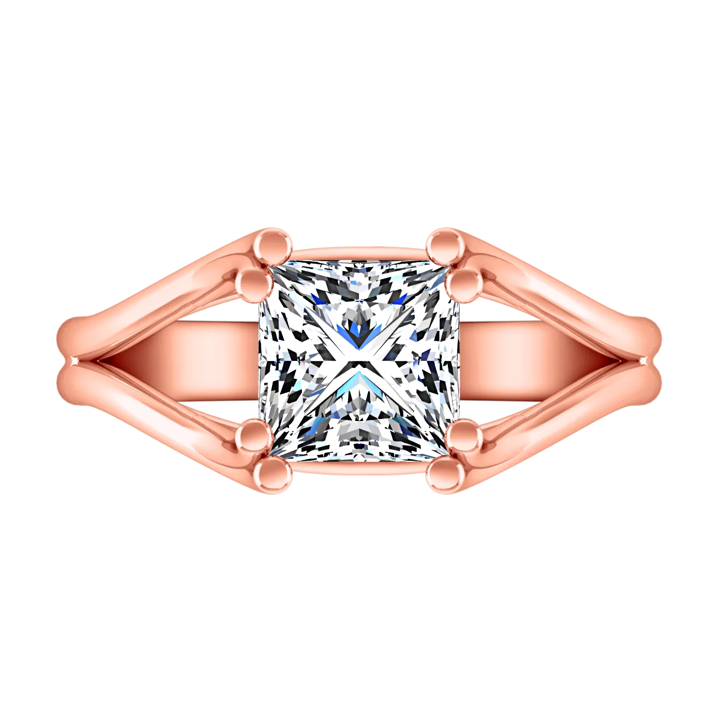 Solitaire Princess Cut Engagement Ring Bella 14K Rose Gold