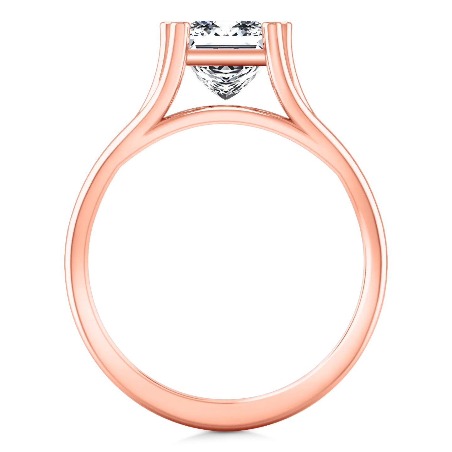 Solitaire Princess Cut Engagement Ring Bella 14K Rose Gold
