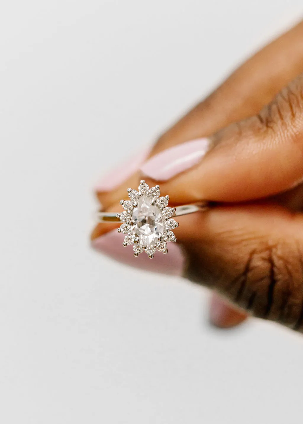 The Soleil | .75ct Pear Moissanite | White Gold