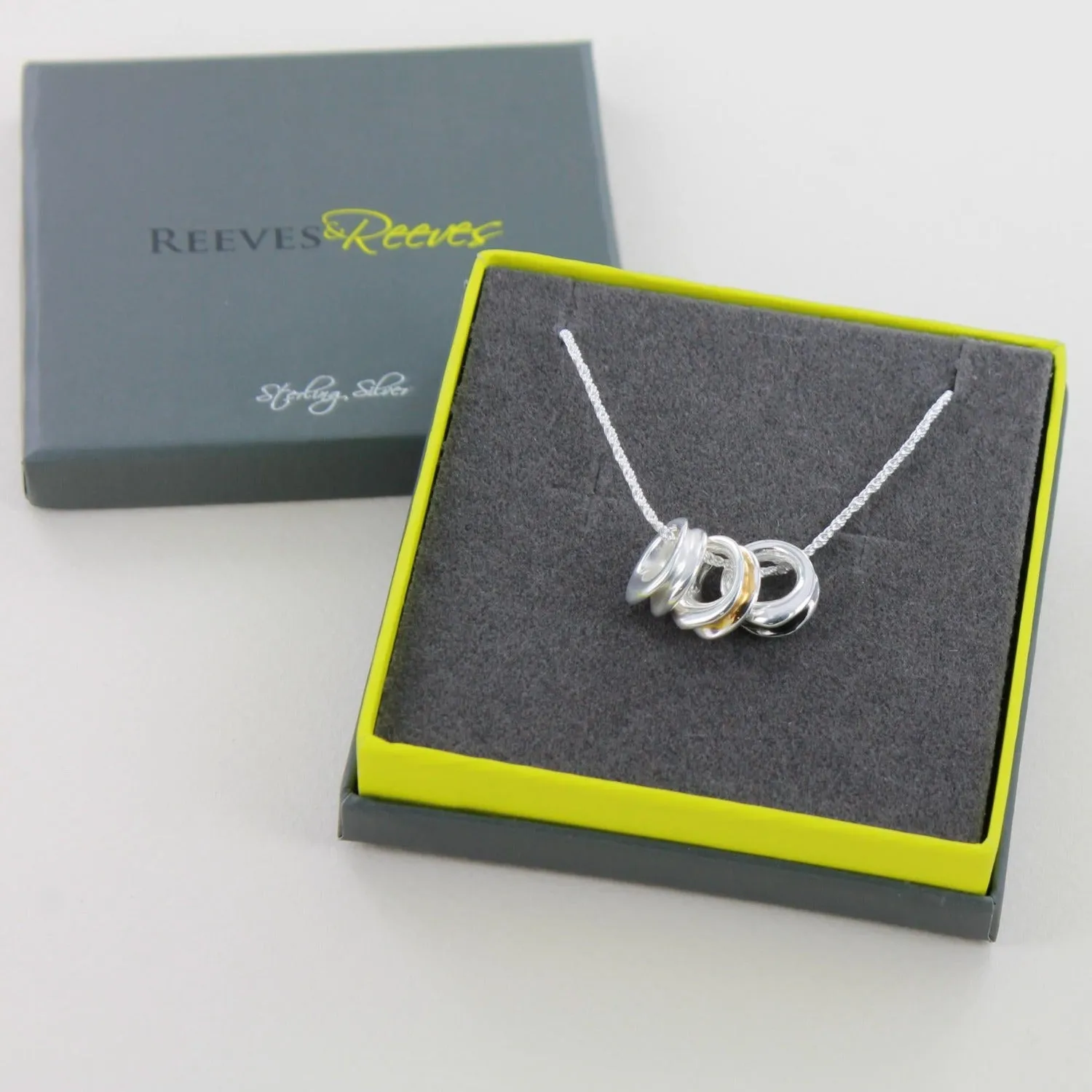 Tri Colour 3 Pendant Necklace in Sterling Silver