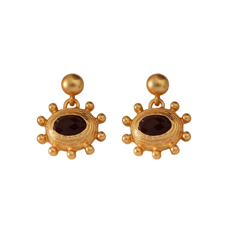 VAIGE Vintage Gold Matte Star Drop Earrings in 925 Silver