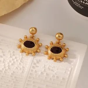 VAIGE Vintage Gold Matte Star Drop Earrings in 925 Silver