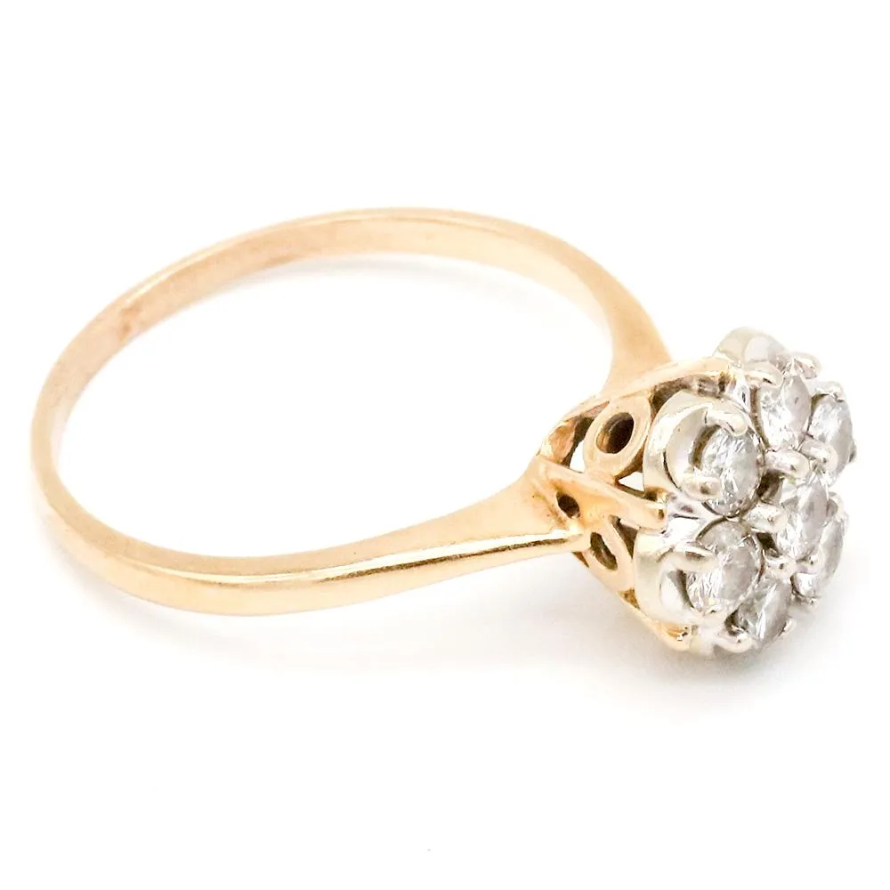 Vintage 14K White & Yellow Gold Diamond Engagement Ring - Size 9 1/2