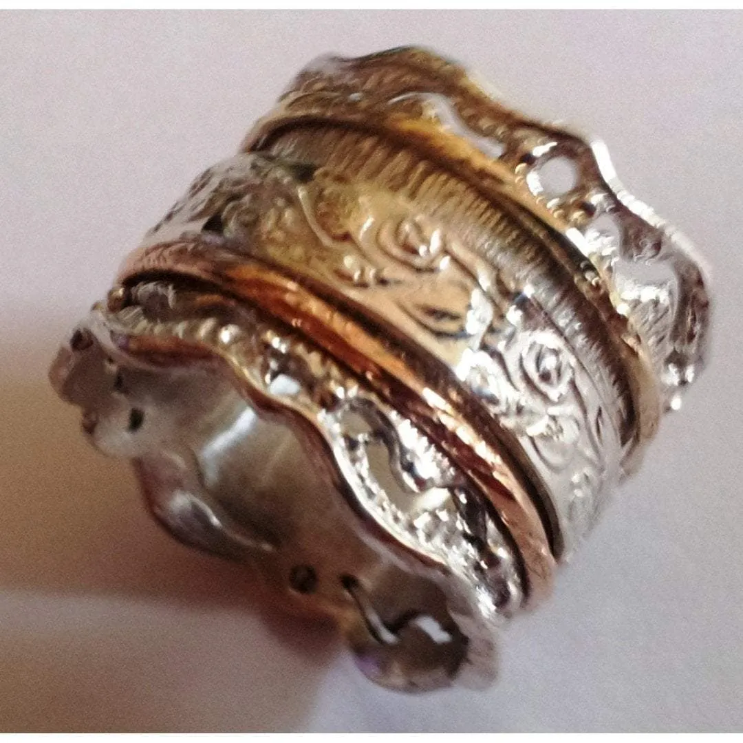 Wedding rings for woman. Fidget spinner ring floral romantic spinner ring. Promise rings for women