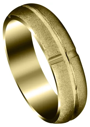 Yellow Gold Carved Simple Mens Engagement Ring | Stone Finish (Brandon)