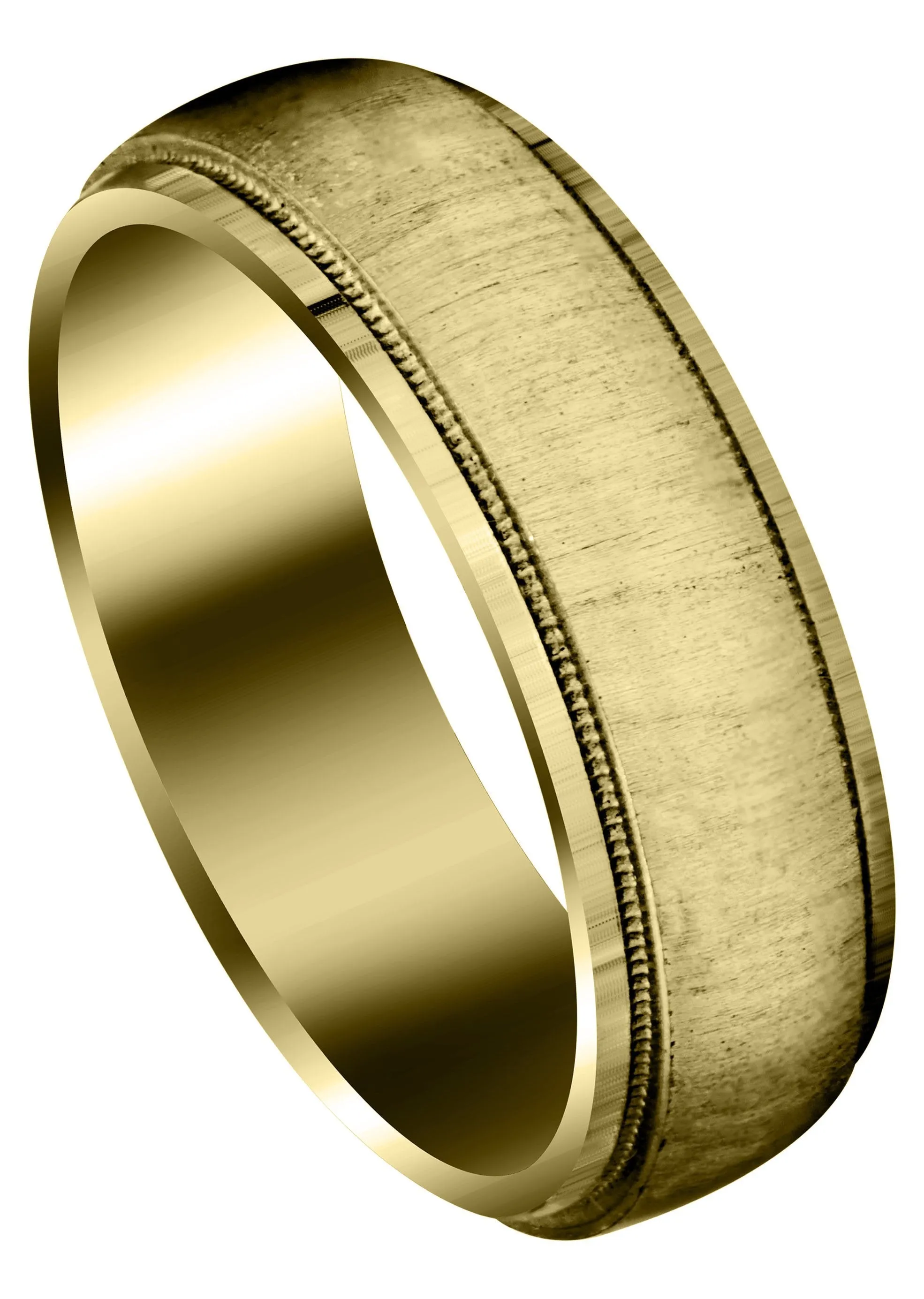 Yellow Gold Carved Simple Mens Wedding Band | Cross Satin Finish (Jason)