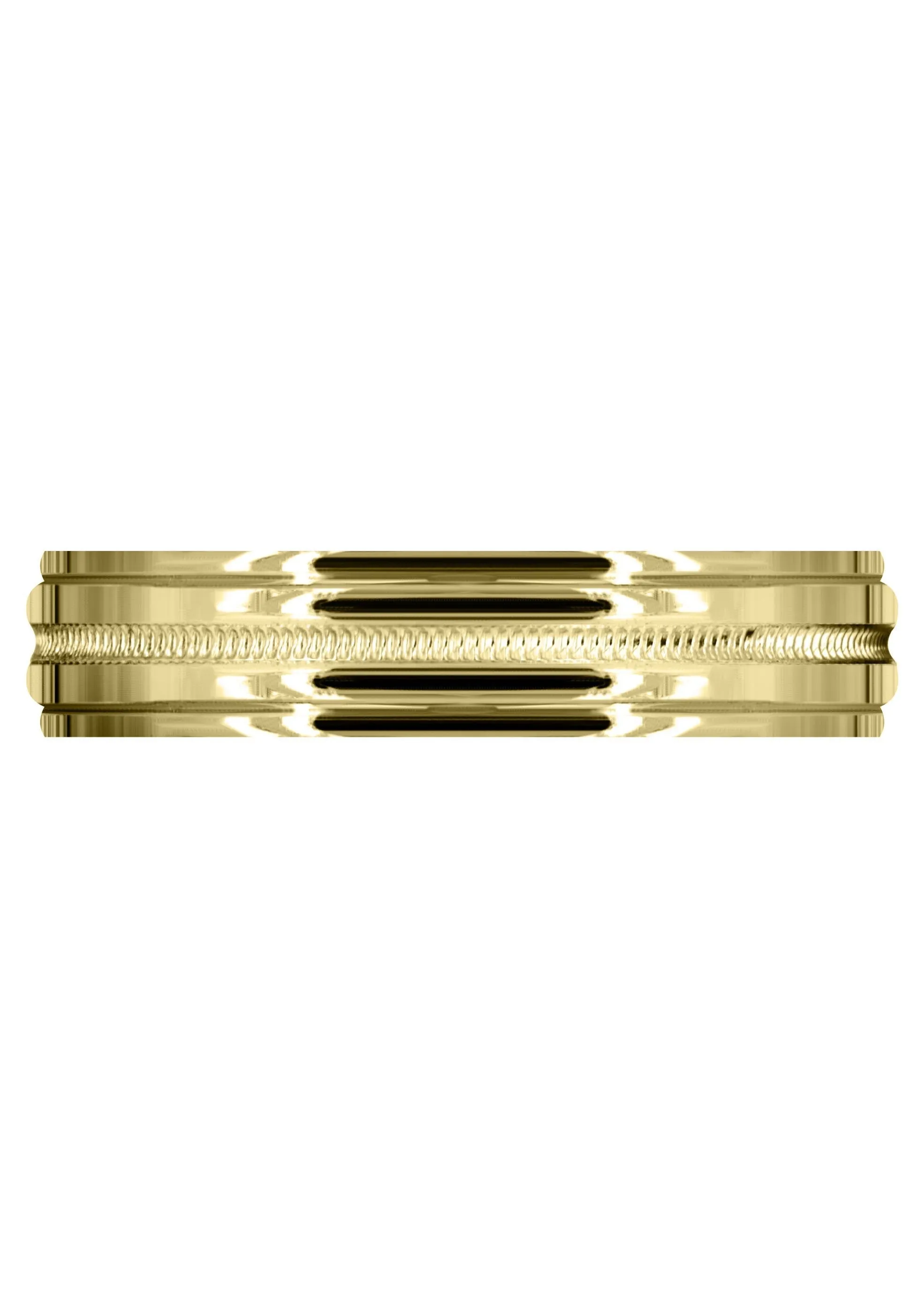 Yellow Gold Carved Simple Mens Wedding Band | High Polish Finish (Charles)