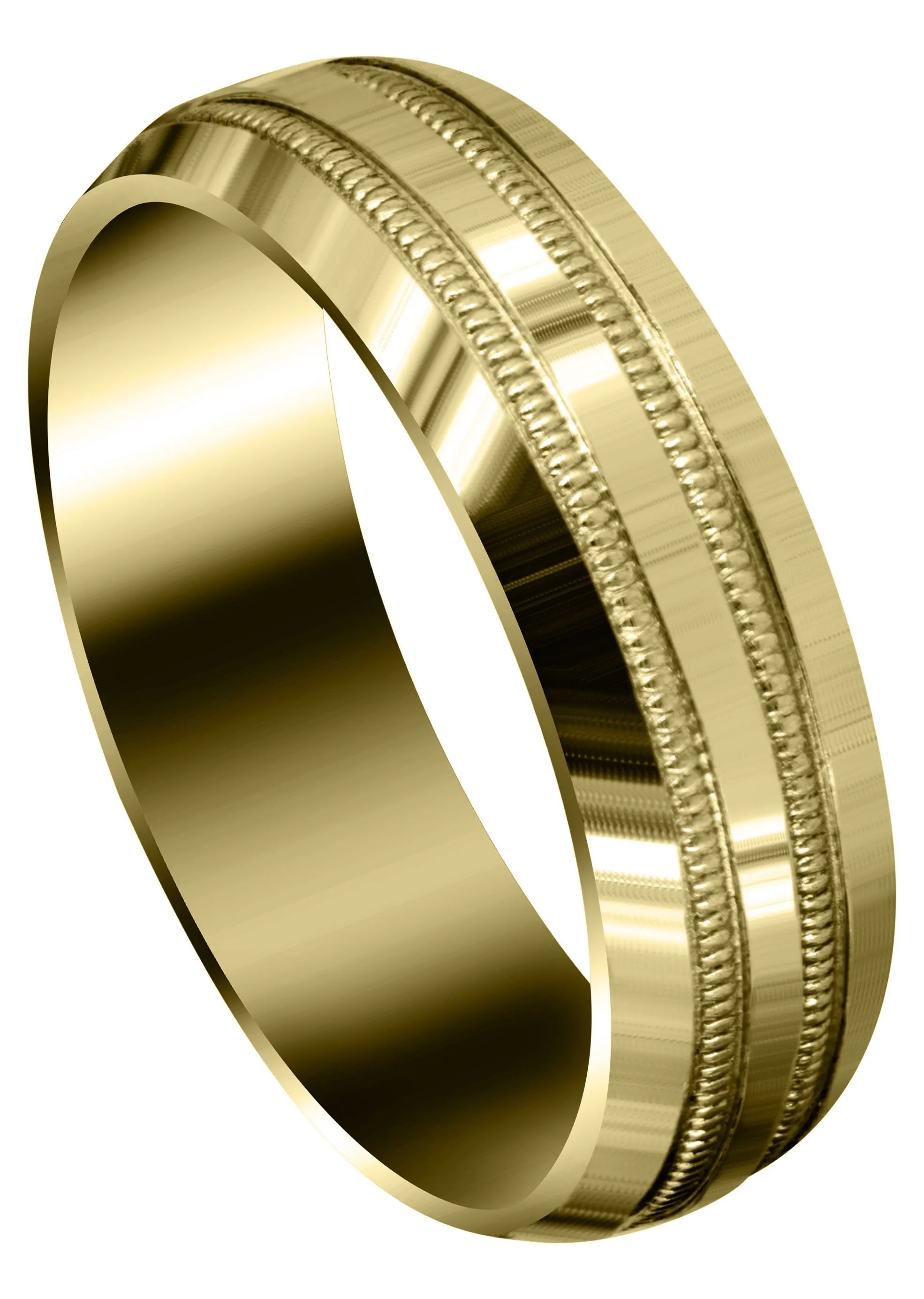 Yellow Gold Carved Simple Mens Wedding Band | High Polish Finish (Dominic)
