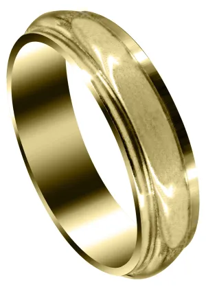 Yellow Gold Carved Simple Mens Wedding Band | High Polish Finish (Thomas)