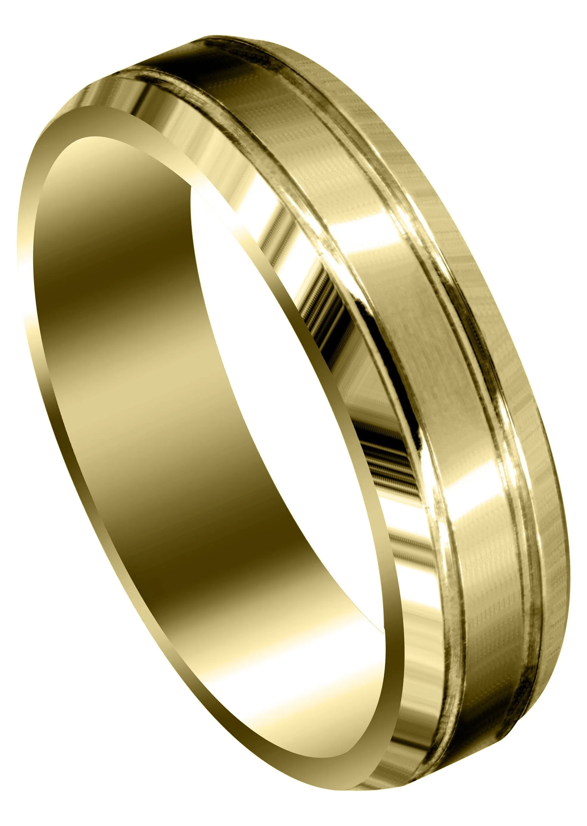 Yellow Gold Carved Simple Mens Wedding Band | Satin Finish (Jaxson)