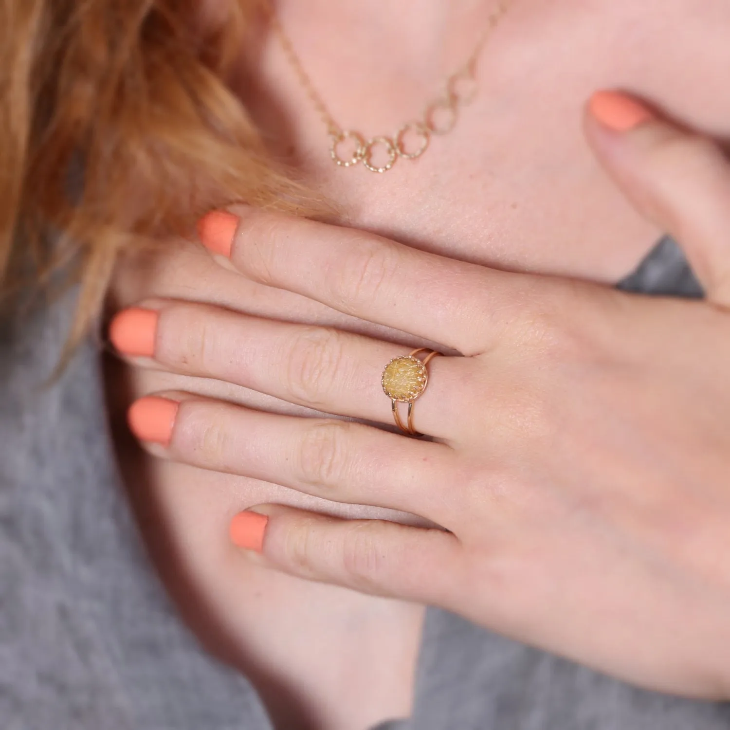 Yellow Rutil Quartz Amazing Dainty Ring
