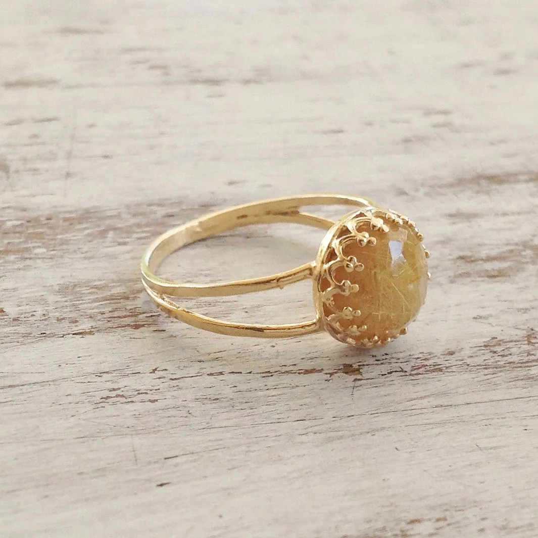 Yellow Rutil Quartz Amazing Dainty Ring