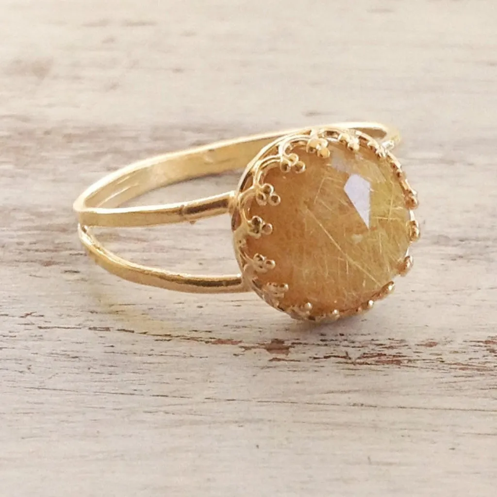 Yellow Rutil Quartz Amazing Dainty Ring