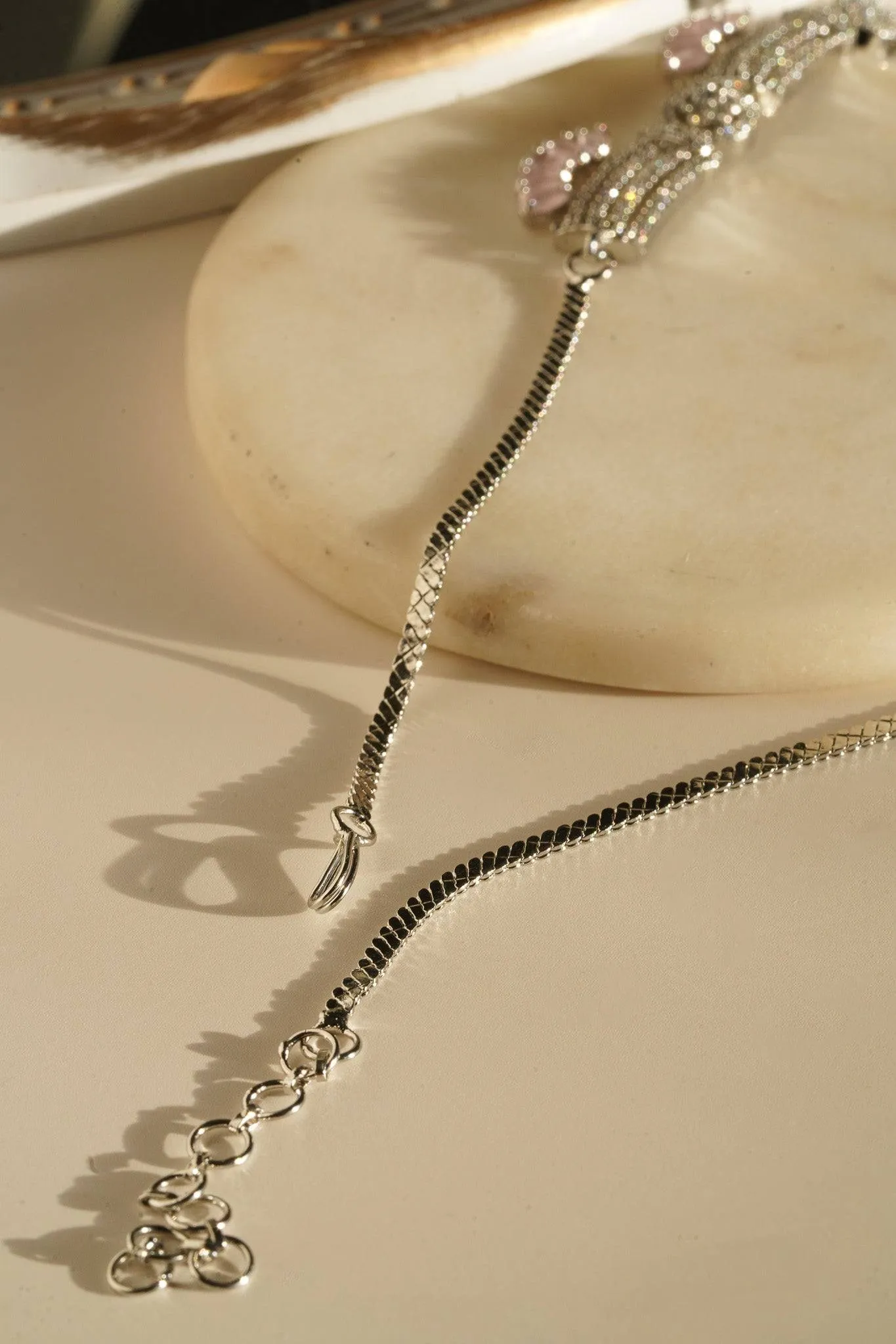 Zareena - Rhodium Plated Intricate AD Necklace Set